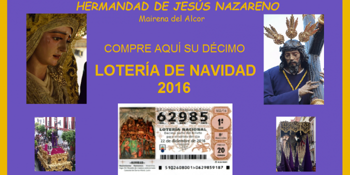 Lotería de Navidad 2016 de la Hermandad de Jesús