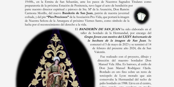 Bendición del nuevo Banderín de San Juan y del pin «Pies preciosos».