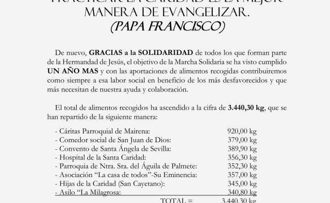 XIV Marcha Solidaria. Balance.