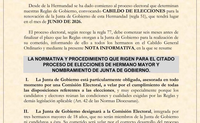 Inicio del proceso electoral – Hermandad de Jesús