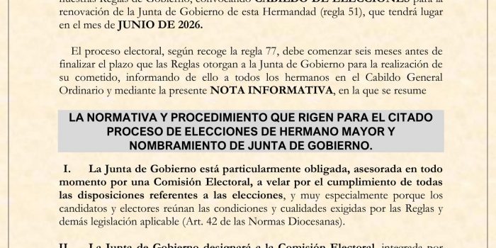 Inicio del proceso electoral – Hermandad de Jesús