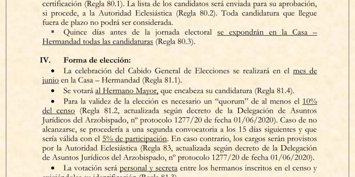 Inicio del proceso electoral – Hermandad de Jesús