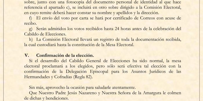 Inicio del proceso electoral – Hermandad de Jesús