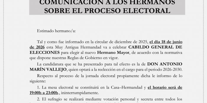 Cabildo de Elecciones. Circular Informativa.