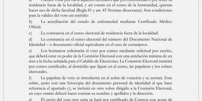 Cabildo de Elecciones. Circular Informativa.