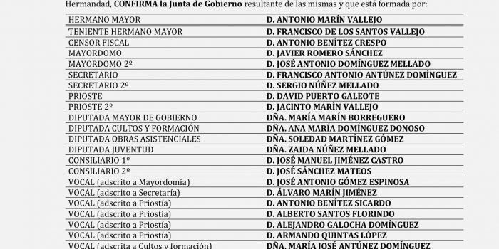 Toma de posesión de la nueva Junta de Gobierno para el periodo 2026/2030